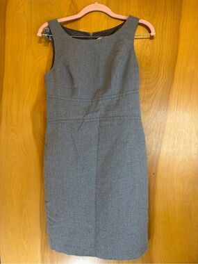 LOFT Gray Sleeveless Midi structured Sheath Dress